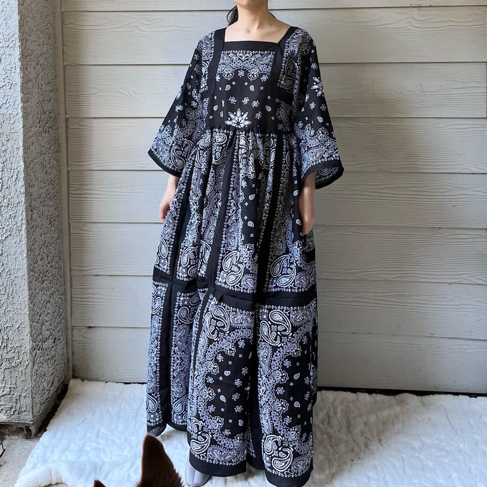 Handmade Bandana Maxi Dress in Black - Picture 10 of 11